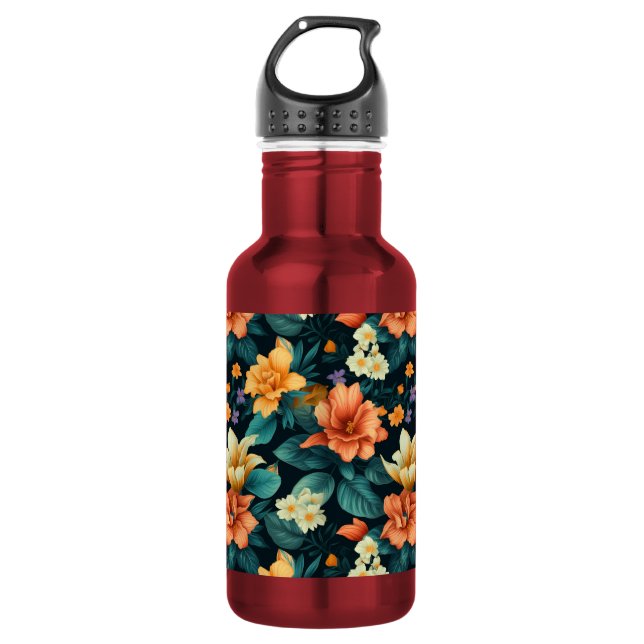 Colourful Flower Pattern 532 Ml Water Bottle (Front)