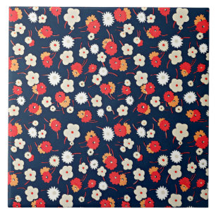 Colourful flower pattern by Charles Goy Ceramic Tile