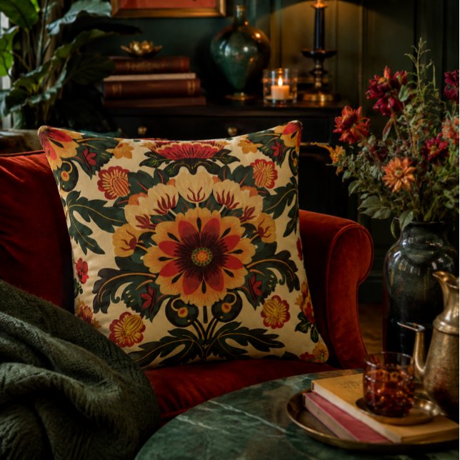 Colourful Flower Pattern Cushion (Bring warmth, character and timeless floral elegance home.)