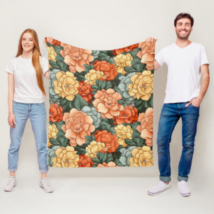Colourful Flower Pattern Fleece Blanket