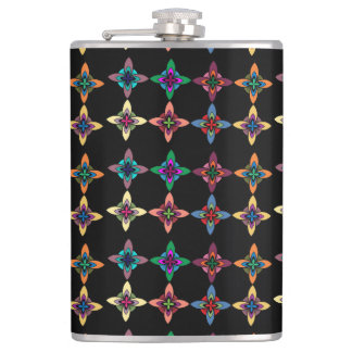Colourful Flower Pattern Hip Flask