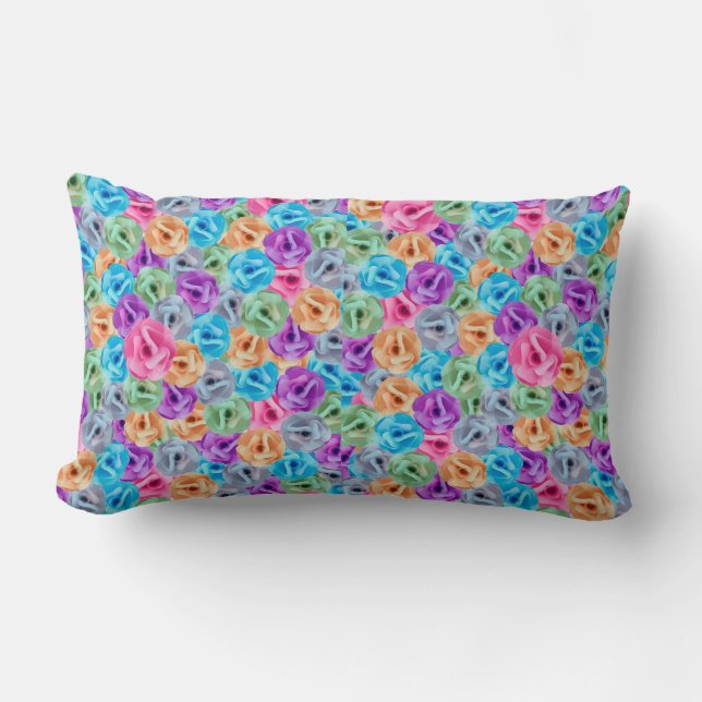 colourful flower pattern lumbar cushion (Front)