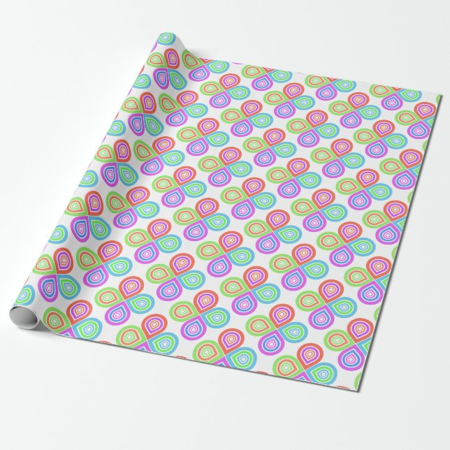 Colourful Flower Pattern Modern Wrapping Paper (Unrolled)