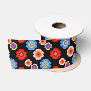 Colourful Flower Pattern Satin Ribbon