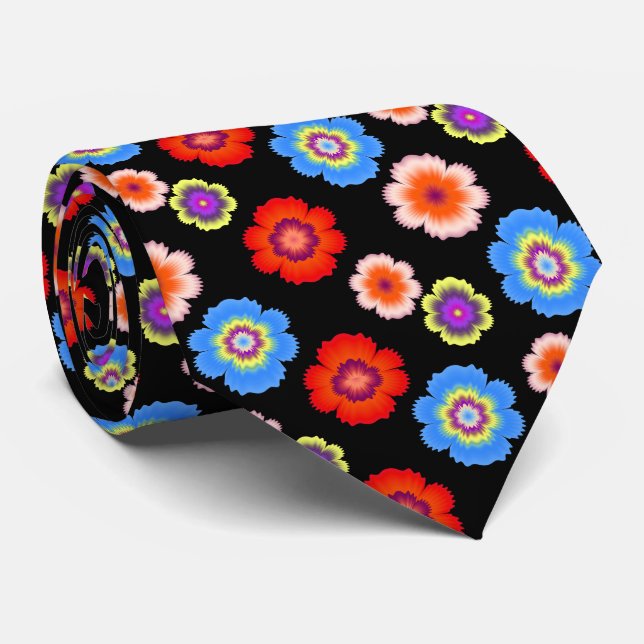 Colourful Flower Pattern Tie (Rolled)