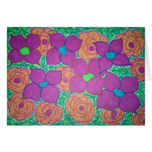 Colourful Flower Pattern Tropical Art (Front Horizontal)