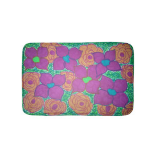 Colourful Flower Pattern Tropical Bath Mat