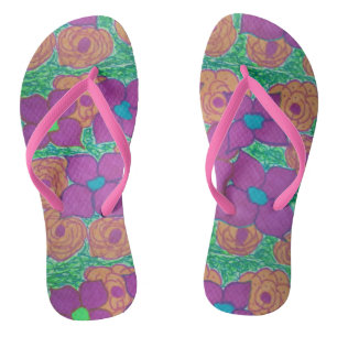 Colourful Flower Pattern Tropical Flip Flops