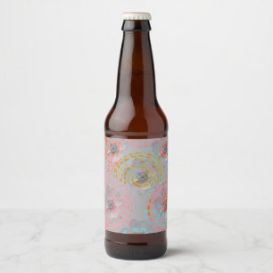 Colourful flower pattern with dotted graphic lines beer bottle label