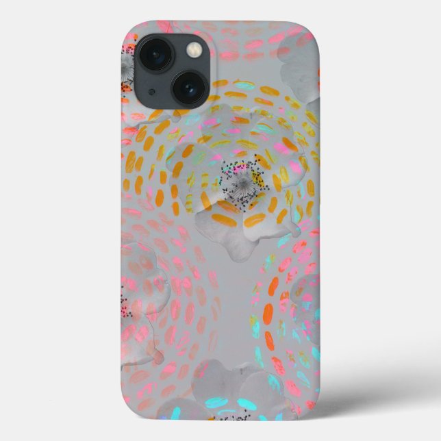 Colourful flower pattern with dotted graphic lines Case-Mate iPhone case (Back)