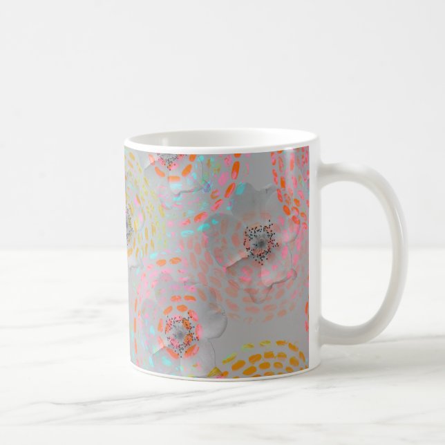 Colourful flower pattern with dotted graphic lines coffee mug (Right)