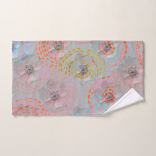 Colourful flower pattern with dotted graphic lines hand towel