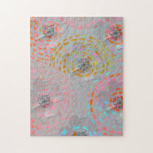 Colourful flower pattern with dotted graphic lines jigsaw puzzle