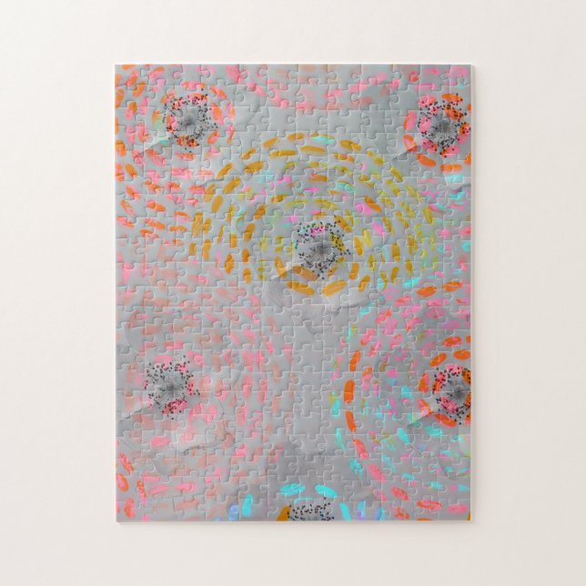Colourful flower pattern with dotted graphic lines jigsaw puzzle (Vertical)