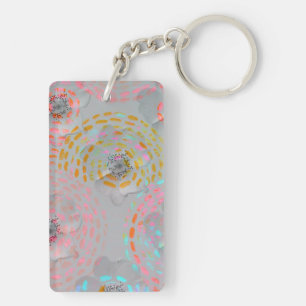 Colourful flower pattern with dotted graphic lines key ring