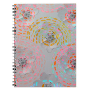 Colourful flower pattern with dotted graphic lines notebook
