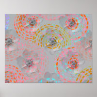 Colourful flower pattern with dotted graphic lines