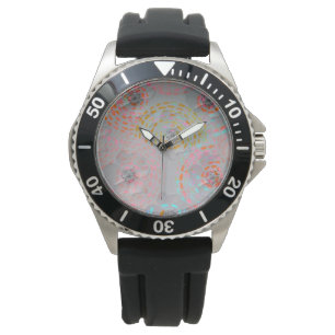 Colourful flower pattern with dotted graphic lines watch