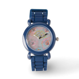 Colourful flower pattern with dotted graphic lines watch
