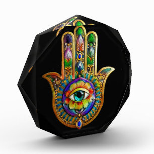 Colourful Flower Petals Turquoise Third Eye Hamsa Photo Block