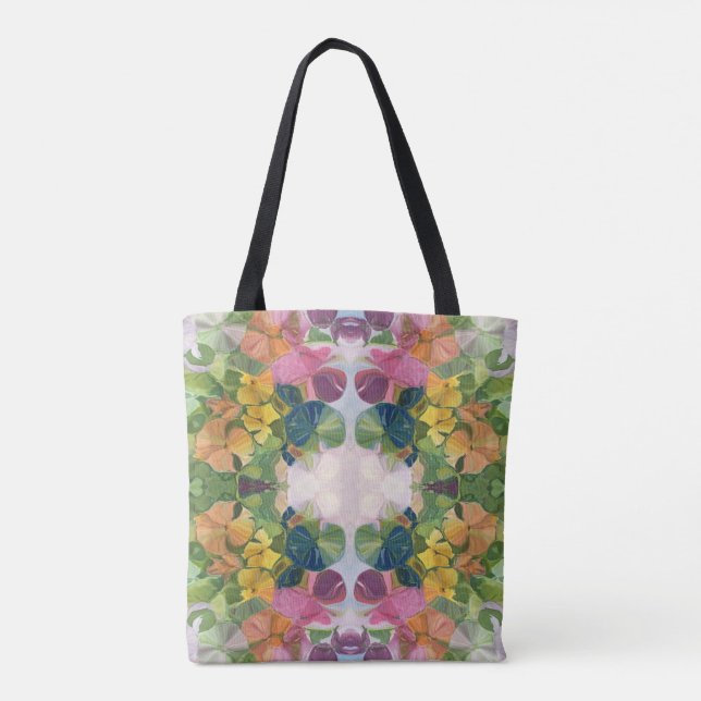 Colourful Flower Petals Watercolor Pattern Paintin Tote Bag (Back)