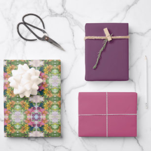 Colourful Flower Petals Watercolor Pattern Paintin Wrapping Paper Sheet