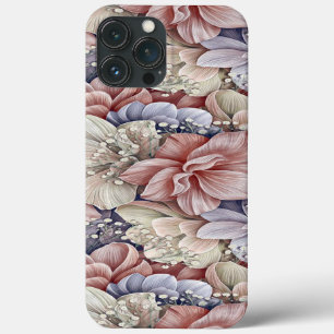 colourful flower pink blue classic simple iPhone 13 pro max case