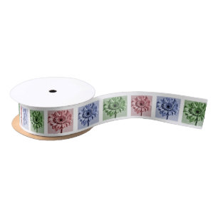 Colourful Flower Pop Art Pattern Satin Ribbon