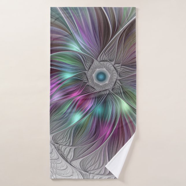 Colourful Flower Power Abstract Modern Fractal Art Bath Towel (Bath Towel)