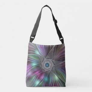 Colourful Flower Power Abstract Modern Fractal Art Crossbody Bag