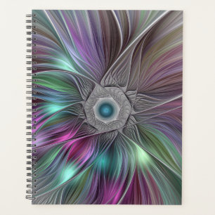 Colourful Flower Power Abstract Modern Fractal Art Planner