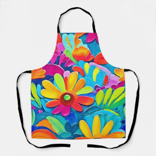 Colourful Flower Power Painting Apron