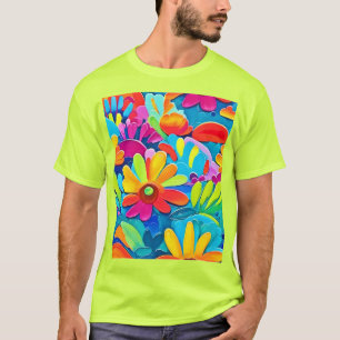 Colourful Flower Power Painting T-Shirt