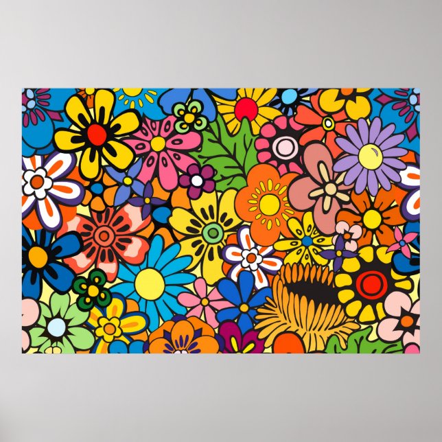 Colourful flower power poster (Front)