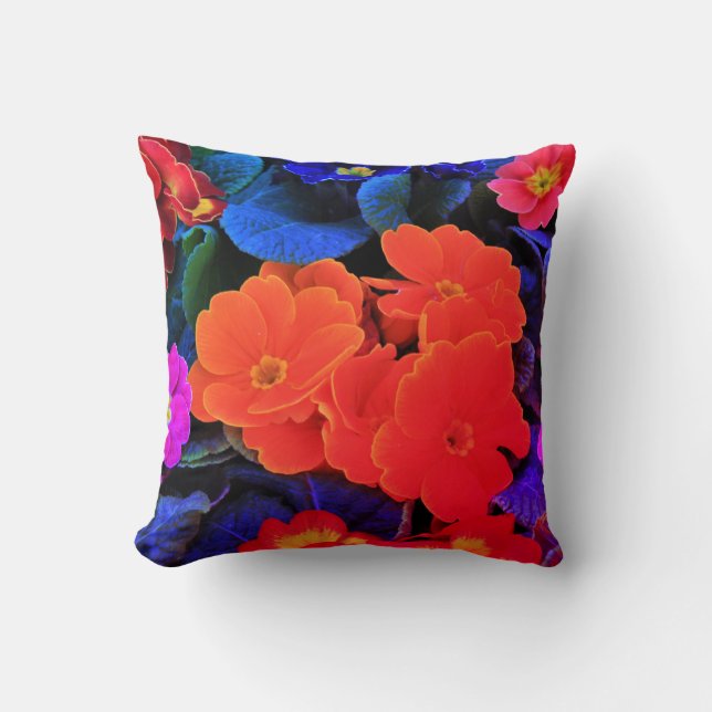 Colourful flower Print Throw Pillow (Front)