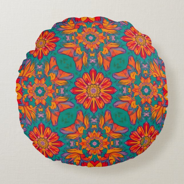 Colourful Flower Shape Throw Pillow Case (Front)