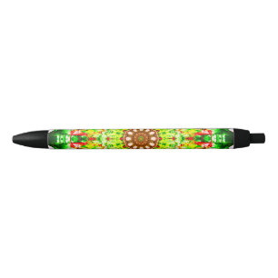 Colourful Flower-Shaped Mandala Black Ink Pen
