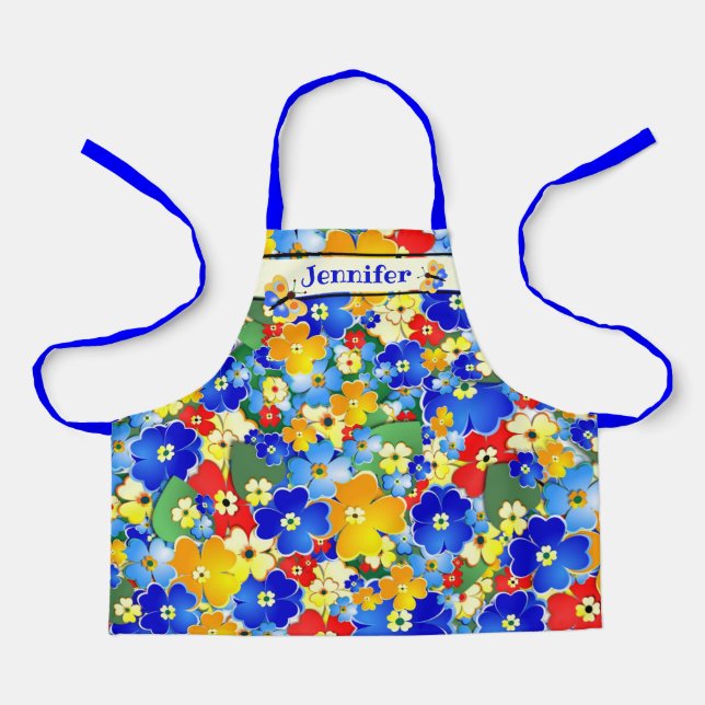 Colourful Flower Shower personalised custom text Apron (Front)