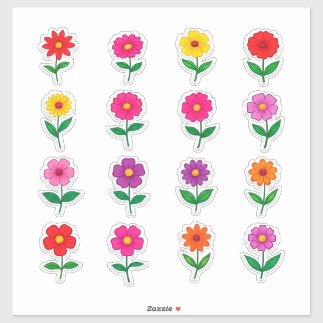 Colourful Flower Sticker Set (Sheet)