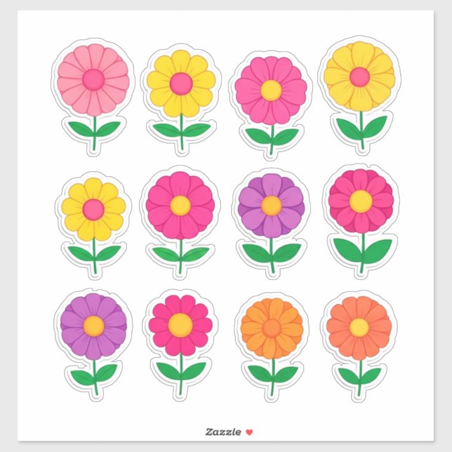 Colourful Flower Sticker Set (Sheet)