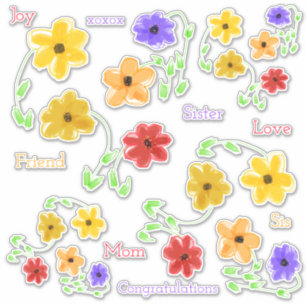 Colourful Flower Stickers You Can Personalise Text