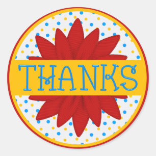Colourful Flower Thank You Sticker
