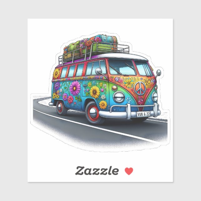 Colourful Flower Van on Winding Road (Sheet)