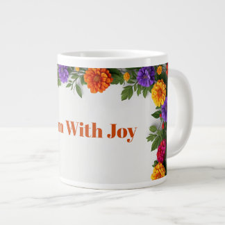 Colourful Flower Wreath With Dahlias And Marigolds Large Coffee Mug