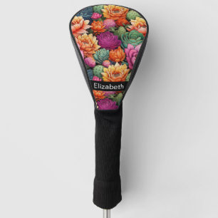 Colourful Flowering Cactus Personalised Golf Head Cover