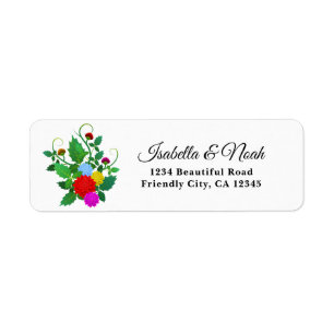 Colourful Flowers 02 Wedding Address Label Return Address Label