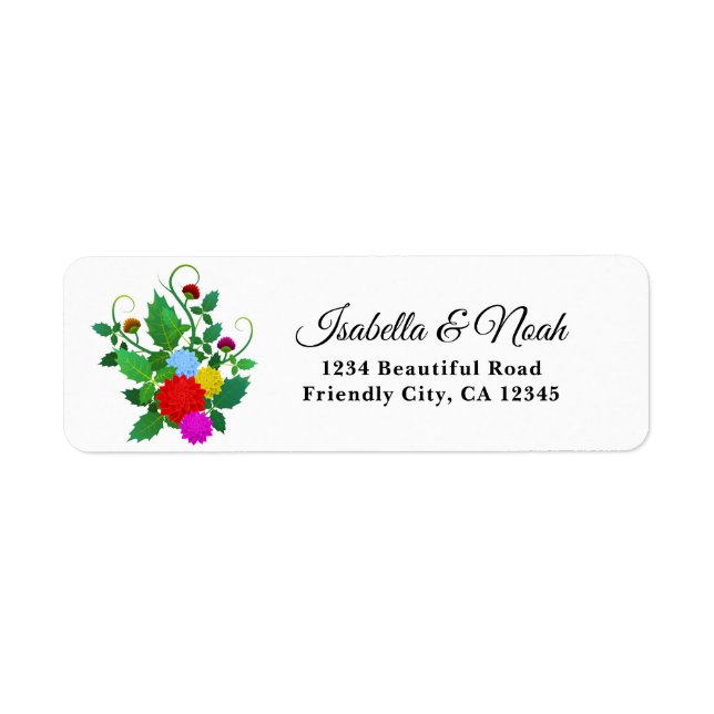 Colourful Flowers 02 Wedding Address Label Return Address Label (Front)