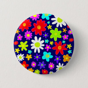 Colourful Flowers 6 Cm Round Badge