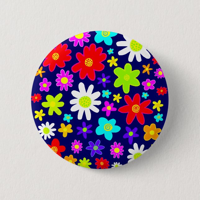 Colourful Flowers 6 Cm Round Badge (Front)
