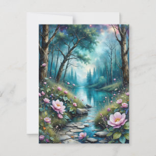 Colourful flowers a Stream and Wild Nature Postcard